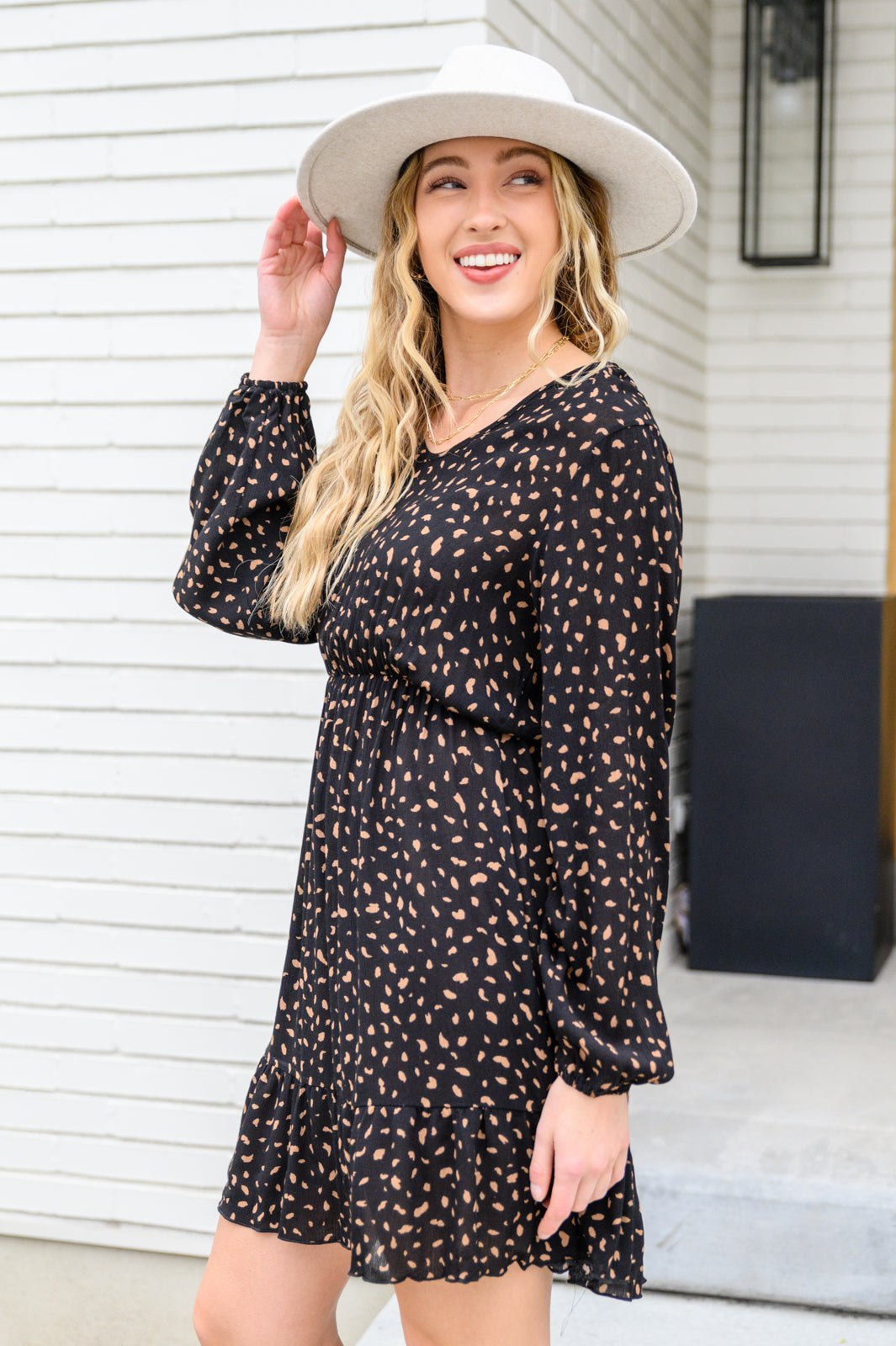 Make Your Happiness Long Sleeve Dress in Black-Womens-Ave Shops-[option4]-[option5]-[option6]-[option7]-[option8]-Shop-Boutique-Clothing-for-Women-Online