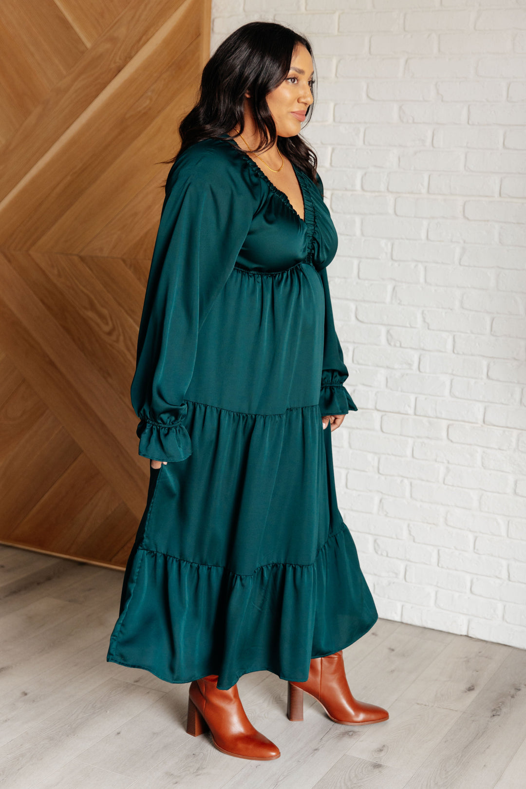 Makes Me Want to Skip Tiered Dress in Hunter Green-Dresses-Ave Shops-[option4]-[option5]-[option6]-[option7]-[option8]-Shop-Boutique-Clothing-for-Women-Online