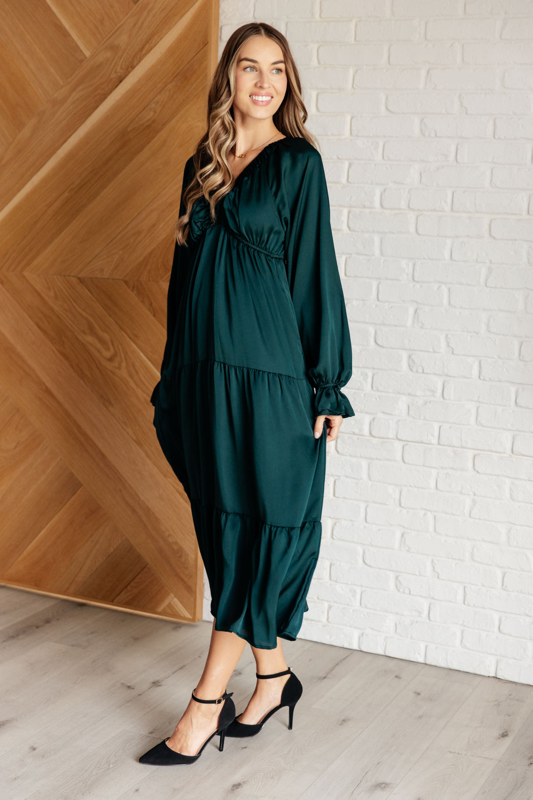 Makes Me Want to Skip Tiered Dress in Hunter Green-Dresses-Ave Shops-[option4]-[option5]-[option6]-[option7]-[option8]-Shop-Boutique-Clothing-for-Women-Online