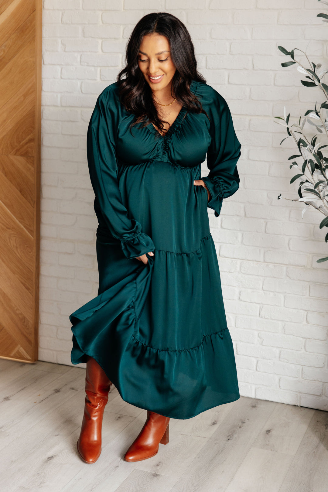 Makes Me Want to Skip Tiered Dress in Hunter Green-Dresses-Ave Shops-[option4]-[option5]-[option6]-[option7]-[option8]-Shop-Boutique-Clothing-for-Women-Online