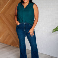 Matter of Fact Pleat Front Sleeveless Blouse in Sea Green-Blouses-Ave Shops-[option4]-[option5]-[option6]-[option7]-[option8]-Shop-Boutique-Clothing-for-Women-Online