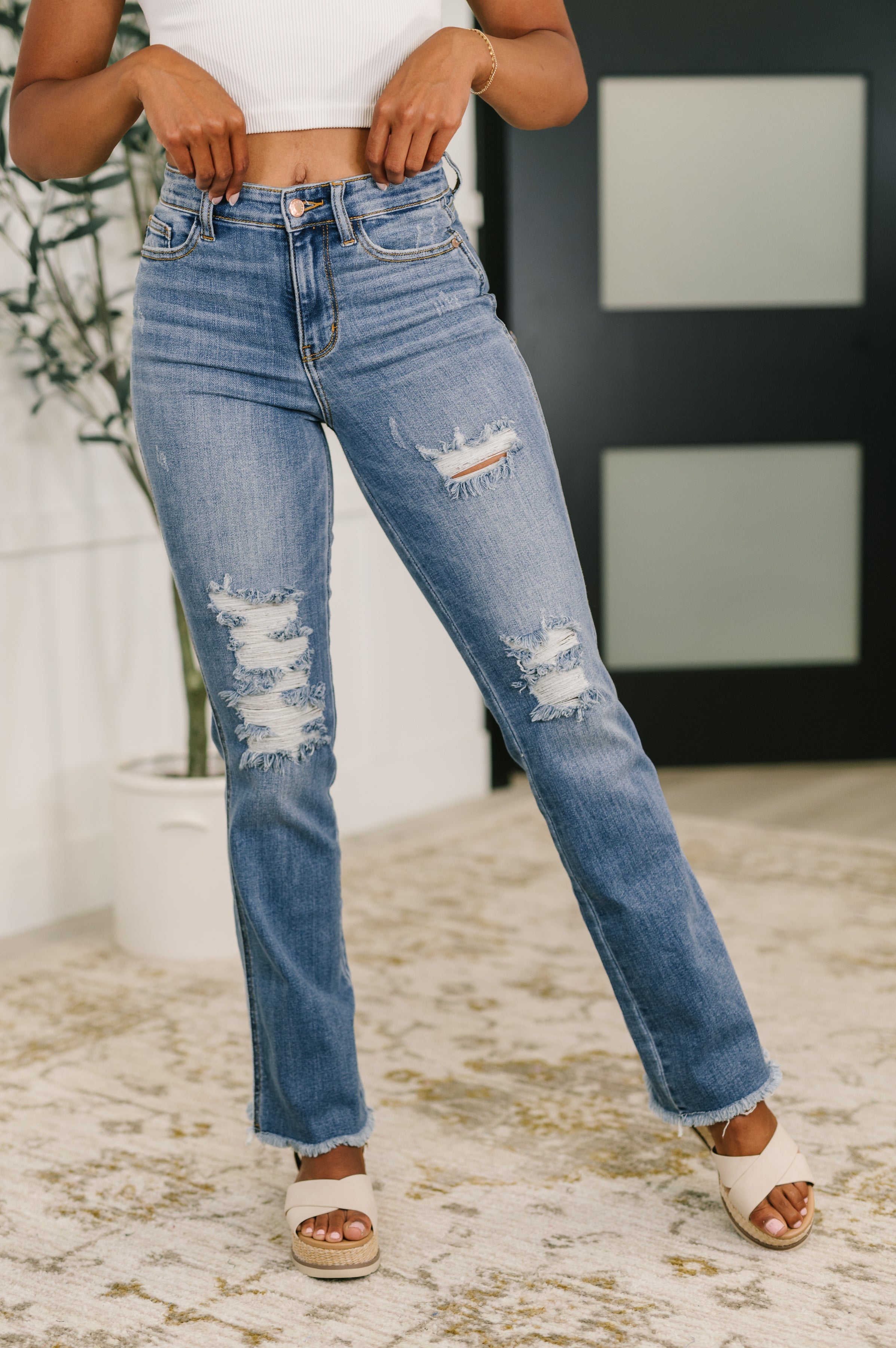 Judy Blue Maureen High Rise Distressed Bootcut Jeans-Womens-Ave Shops-[option4]-[option5]-[option6]-[option7]-[option8]-Shop-Boutique-Clothing-for-Women-Online