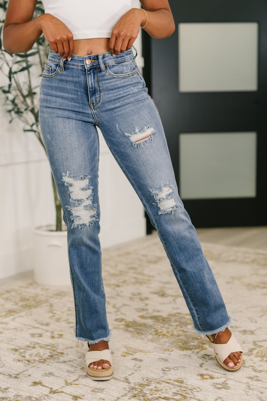 Judy Blue Maureen High Rise Distressed Bootcut Jeans-Womens-Ave Shops-[option4]-[option5]-[option6]-[option7]-[option8]-Shop-Boutique-Clothing-for-Women-Online