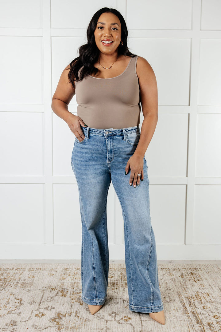 Judy Blue Melia High Rise Side Seam Detail Wide Leg Jeans-Womens-Ave Shops-[option4]-[option5]-[option6]-[option7]-[option8]-Shop-Boutique-Clothing-for-Women-Online