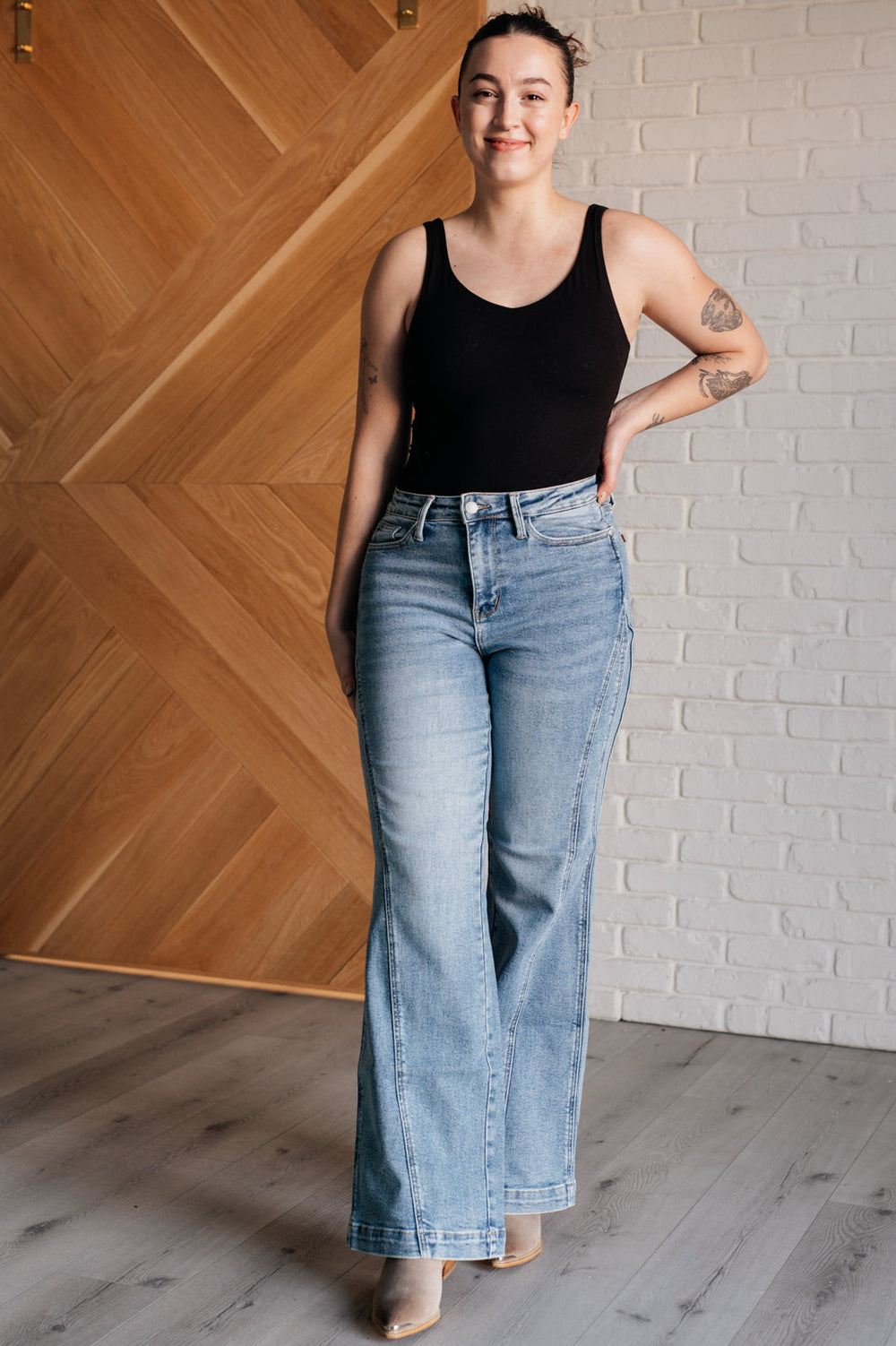 Judy Blue Melia High Rise Side Seam Detail Wide Leg Jeans-Womens-Ave Shops-[option4]-[option5]-[option6]-[option7]-[option8]-Shop-Boutique-Clothing-for-Women-Online