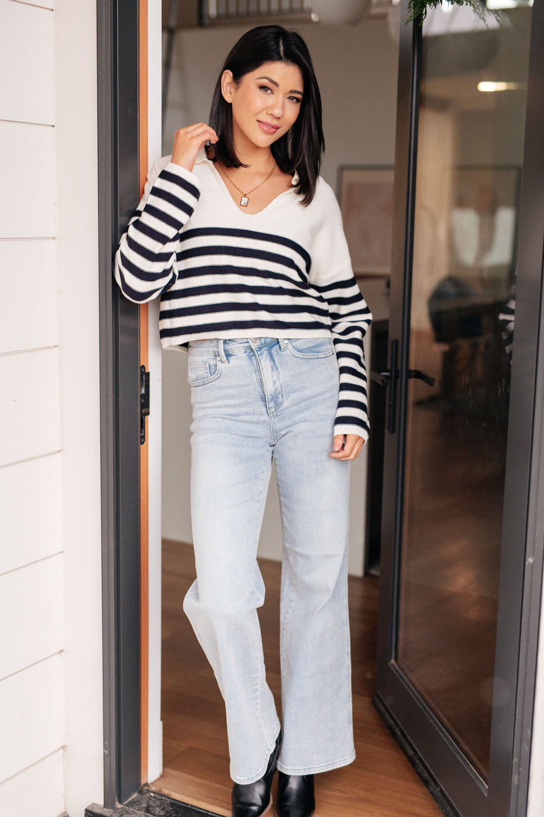 Memorable Moments Striped Sweater in White-Tops-Ave Shops-[option4]-[option5]-[option6]-[option7]-[option8]-Shop-Boutique-Clothing-for-Women-Online