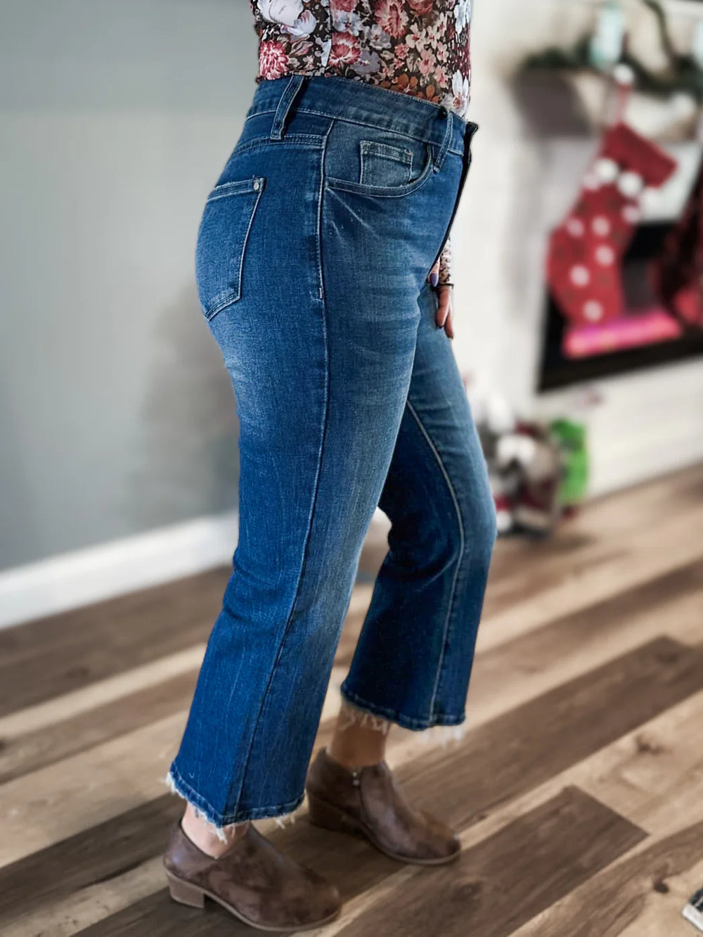 Marley Raw Hem High Waist Flared Jeans-Jeans-Shewin-[option4]-[option5]-[option6]-[option7]-[option8]-Shop-Boutique-Clothing-for-Women-Online