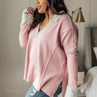 Mia Waffle Knit Long Sleeve In Pink-Womens-Ave Shops-[option4]-[option5]-[option6]-[option7]-[option8]-Shop-Boutique-Clothing-for-Women-Online