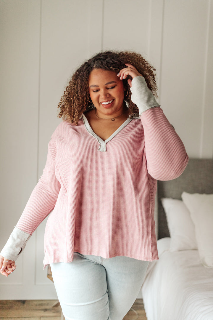 Mia Waffle Knit Long Sleeve In Pink-Womens-Ave Shops-[option4]-[option5]-[option6]-[option7]-[option8]-Shop-Boutique-Clothing-for-Women-Online