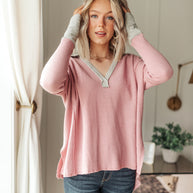 Mia Waffle Knit Long Sleeve In Pink-Womens-Ave Shops-[option4]-[option5]-[option6]-[option7]-[option8]-Shop-Boutique-Clothing-for-Women-Online