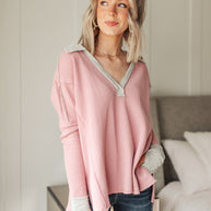 Mia Waffle Knit Long Sleeve In Pink-Womens-Ave Shops-[option4]-[option5]-[option6]-[option7]-[option8]-Shop-Boutique-Clothing-for-Women-Online