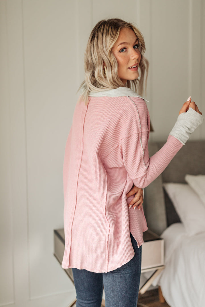 Mia Waffle Knit Long Sleeve In Pink-Womens-Ave Shops-[option4]-[option5]-[option6]-[option7]-[option8]-Shop-Boutique-Clothing-for-Women-Online