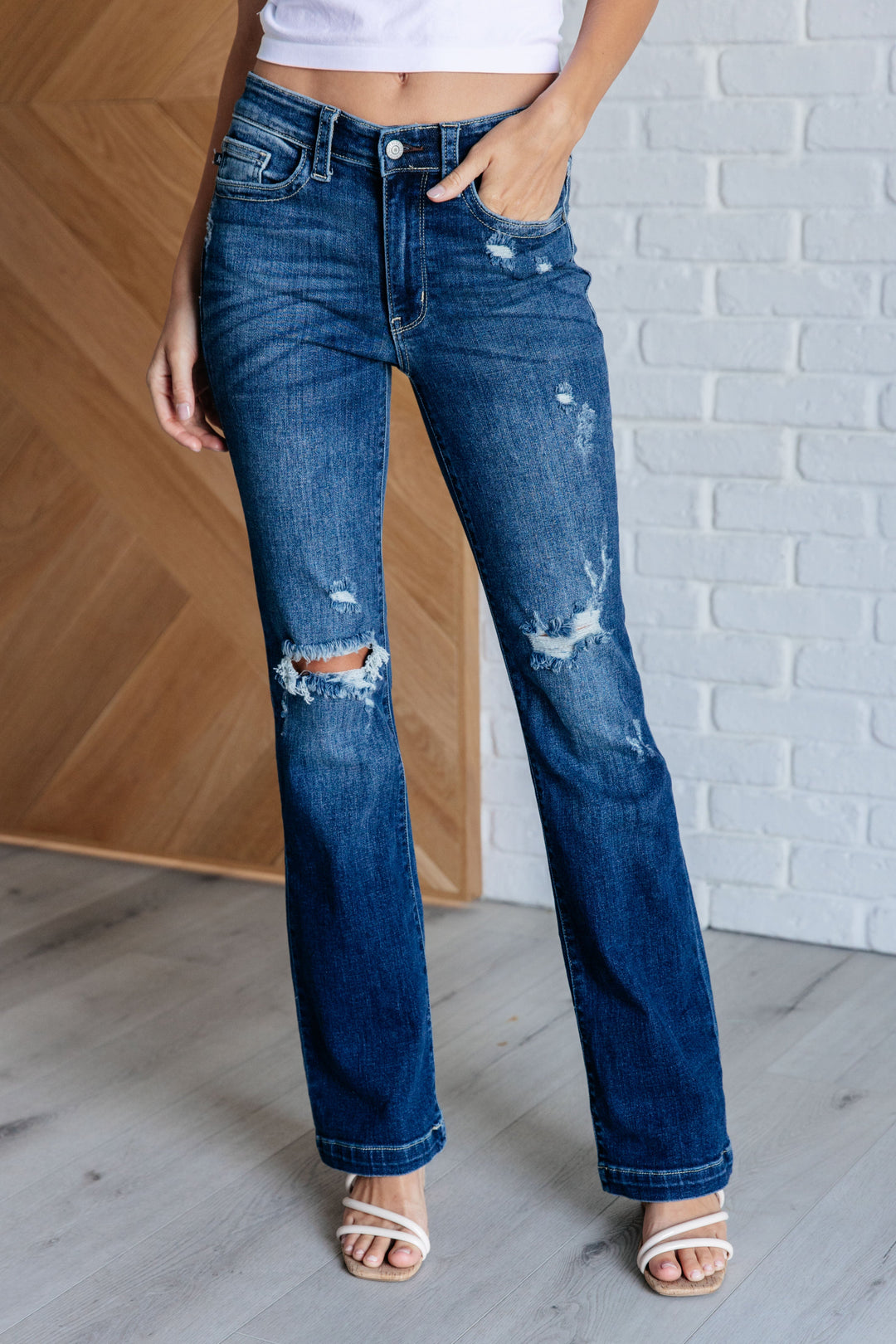 Judy Blue Mila Mid Rise Distressed Bootcut Jeans-Womens-Ave Shops-[option4]-[option5]-[option6]-[option7]-[option8]-Shop-Boutique-Clothing-for-Women-Online