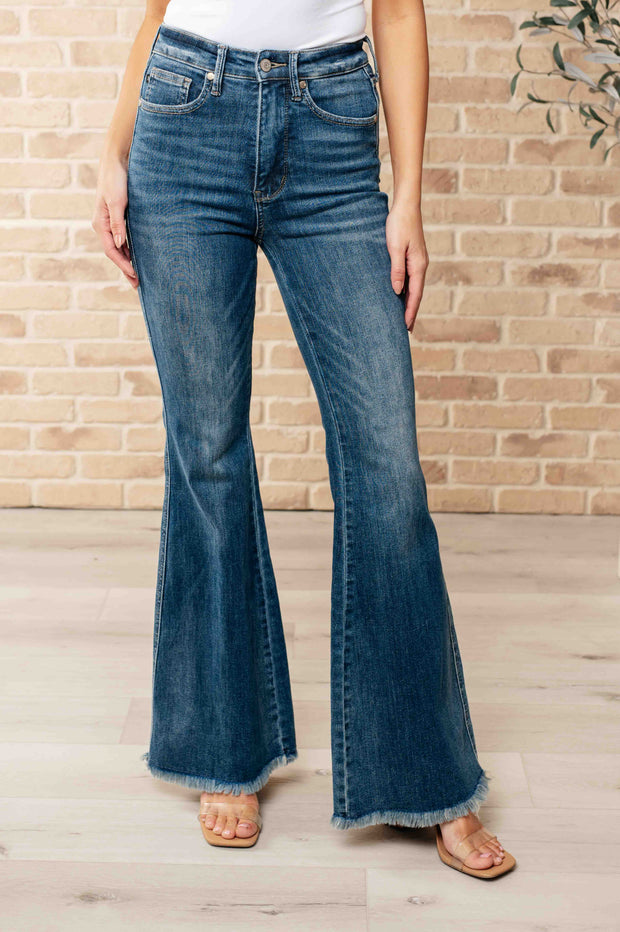 Judy Blue Miley High Waist Control Top Frayed Hem Flare Jeans-Denim-Ave Shops-[option4]-[option5]-[option6]-[option7]-[option8]-Shop-Boutique-Clothing-for-Women-Online