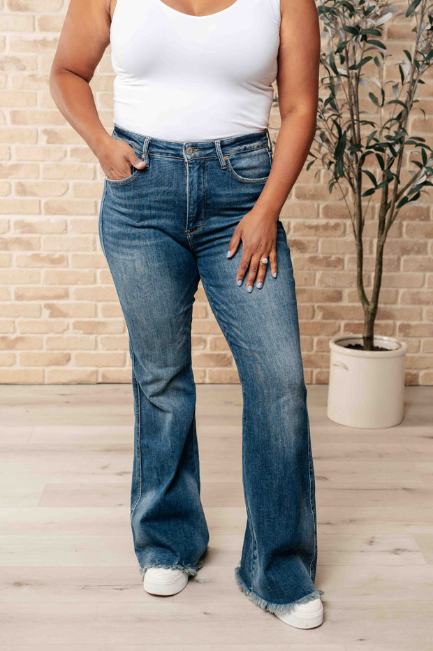 Judy Blue Miley High Waist Control Top Frayed Hem Flare Jeans-Denim-Ave Shops-[option4]-[option5]-[option6]-[option7]-[option8]-Shop-Boutique-Clothing-for-Women-Online