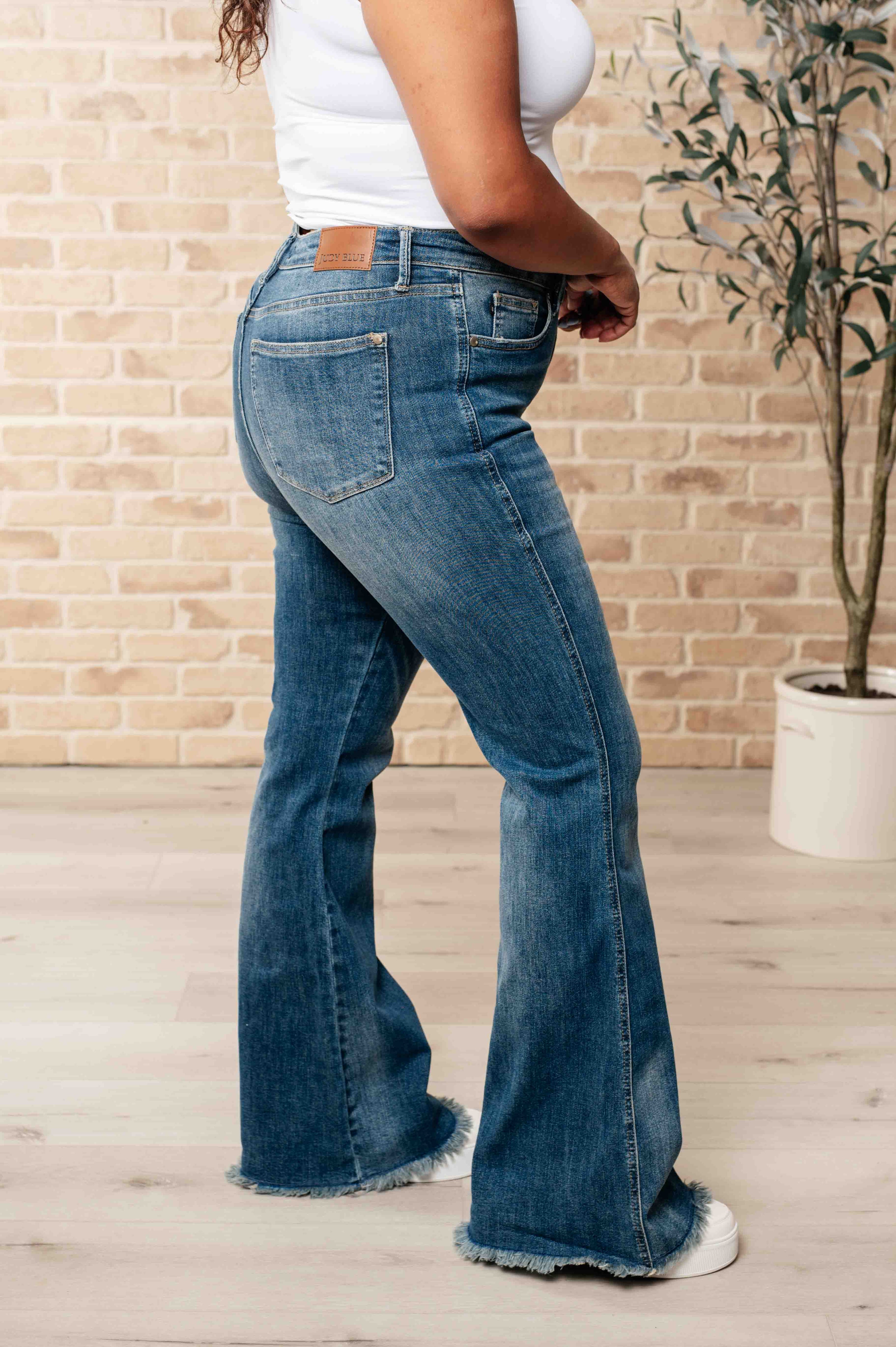Judy Blue Miley High Waist Control Top Frayed Hem Flare Jeans-Denim-Ave Shops-[option4]-[option5]-[option6]-[option7]-[option8]-Shop-Boutique-Clothing-for-Women-Online