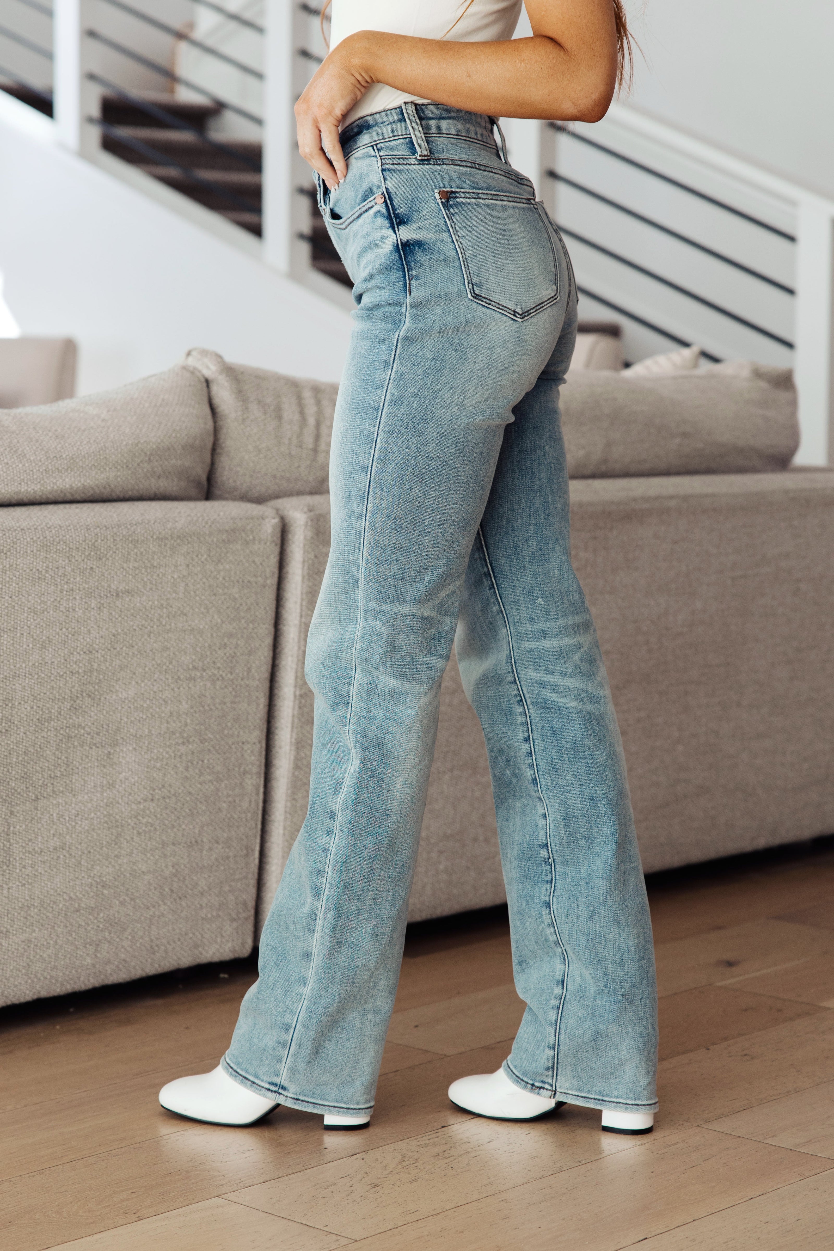 Judy Blue Miranda High Rise Plaid Cuff Vintage Straight Jeans-Denim-Ave Shops-[option4]-[option5]-[option6]-[option7]-[option8]-Shop-Boutique-Clothing-for-Women-Online