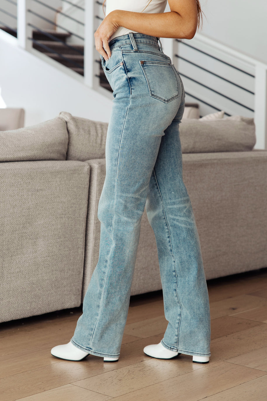 Judy Blue Miranda High Rise Plaid Cuff Vintage Straight Jeans-Denim-Ave Shops-[option4]-[option5]-[option6]-[option7]-[option8]-Shop-Boutique-Clothing-for-Women-Online