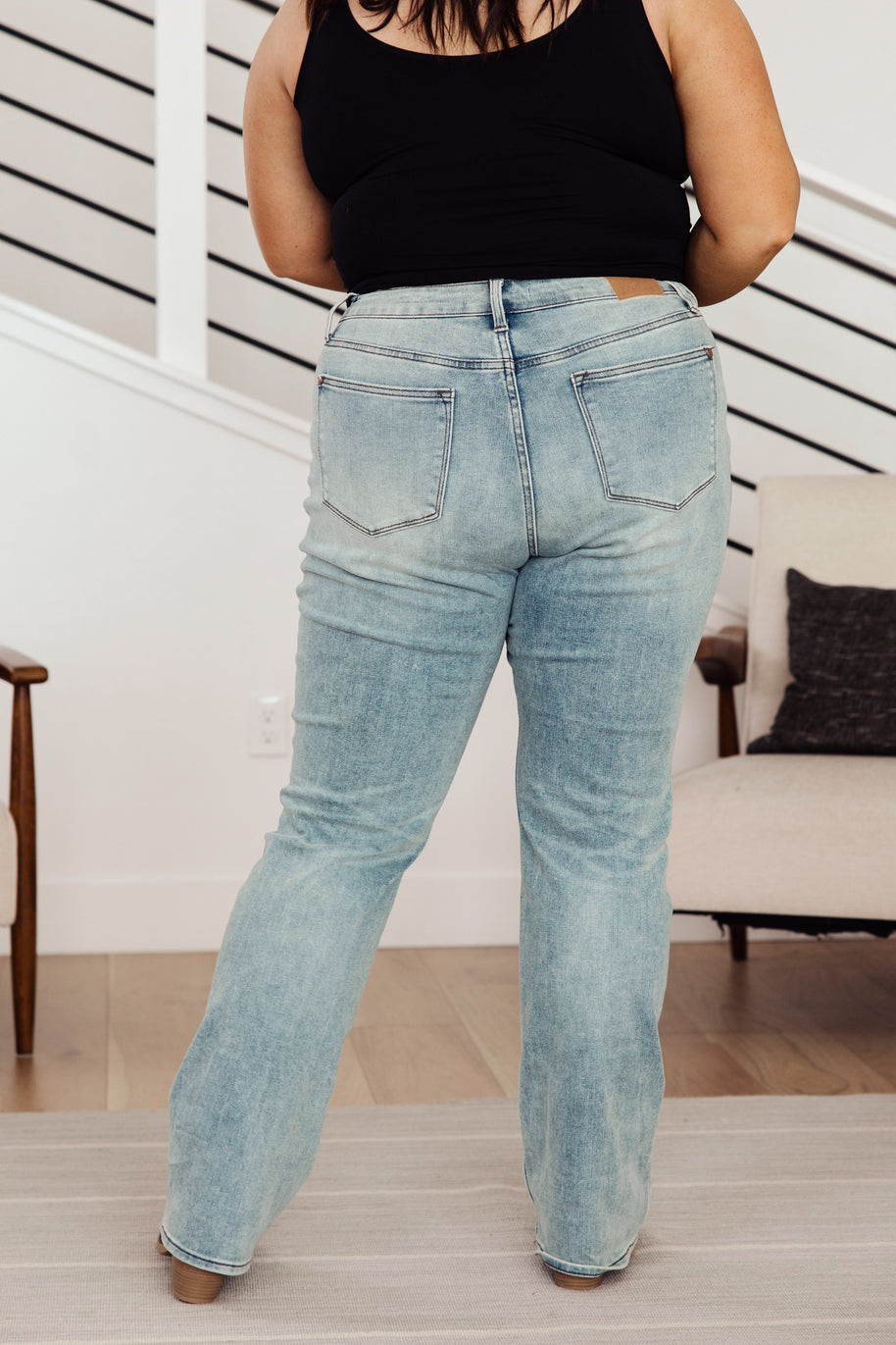 Judy Blue Miranda High Rise Plaid Cuff Vintage Straight Jeans-Denim-Ave Shops-[option4]-[option5]-[option6]-[option7]-[option8]-Shop-Boutique-Clothing-for-Women-Online