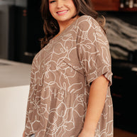 Mocha Petals V-Neck Top-Tops-Ave Shops-[option4]-[option5]-[option6]-[option7]-[option8]-Shop-Boutique-Clothing-for-Women-Online