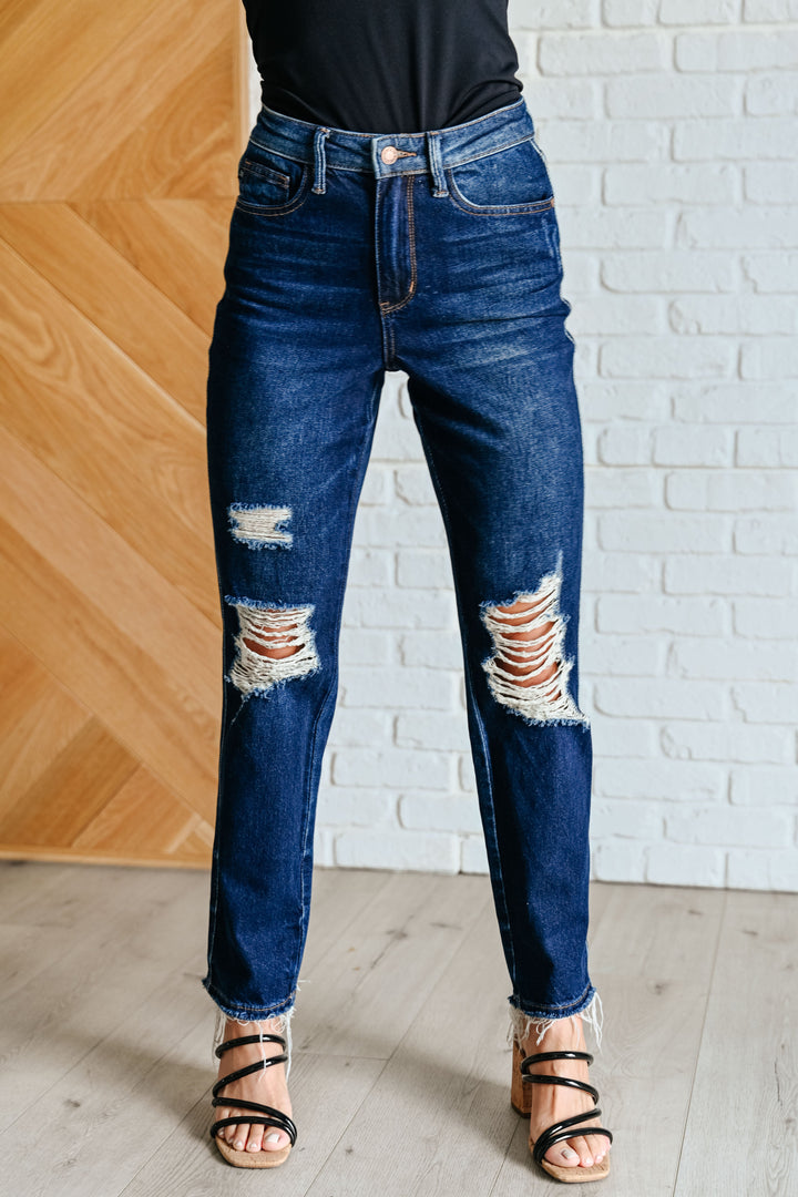 Judy Blue Montana High Rise Rigid Magic Distressed Straight Jeans-Denim-Ave Shops-[option4]-[option5]-[option6]-[option7]-[option8]-Shop-Boutique-Clothing-for-Women-Online