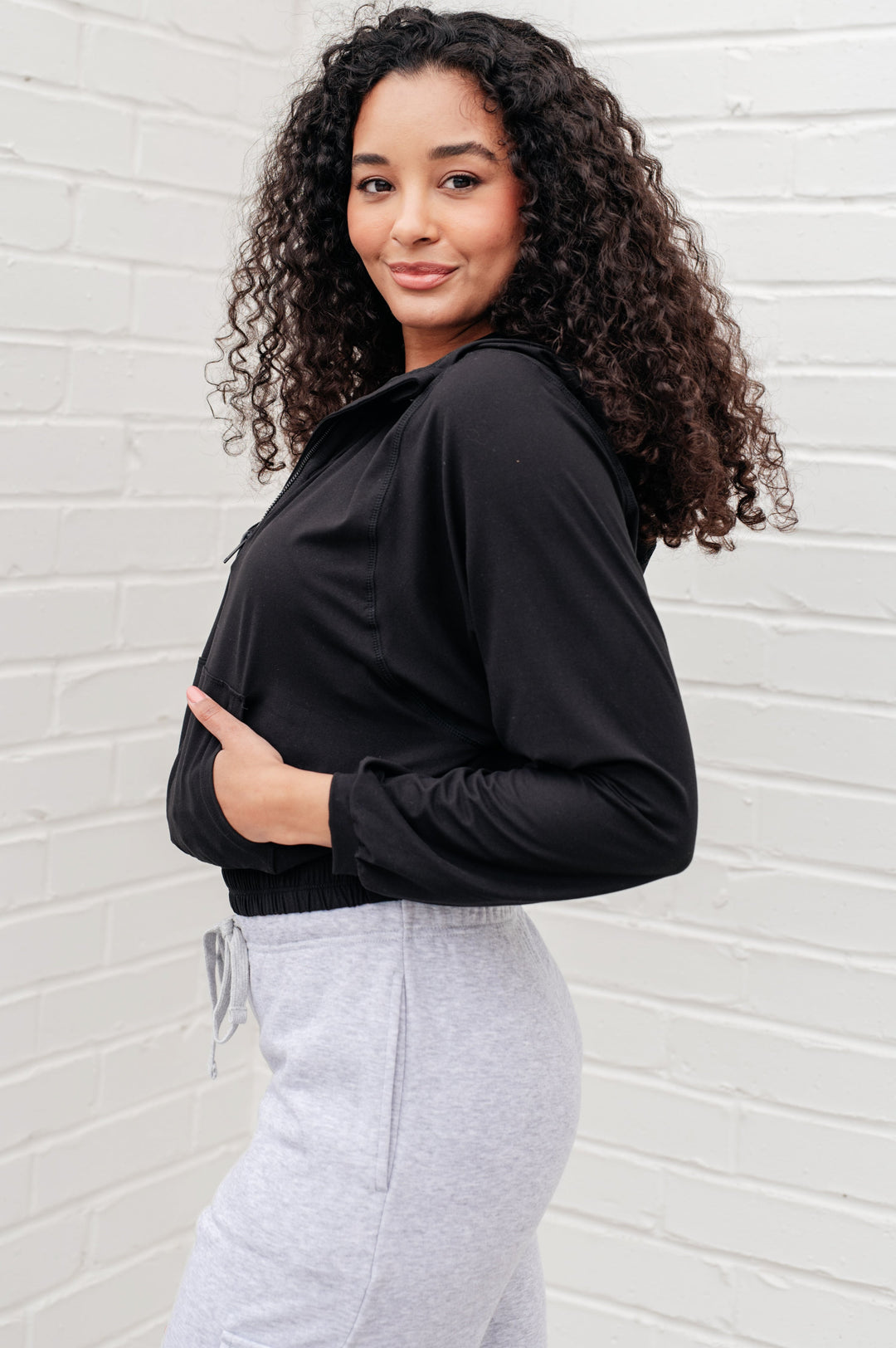 Rae Mode Morning Run Half Zip Hoodie in Black-Athleisure-Ave Shops-[option4]-[option5]-[option6]-[option7]-[option8]-Shop-Boutique-Clothing-for-Women-Online