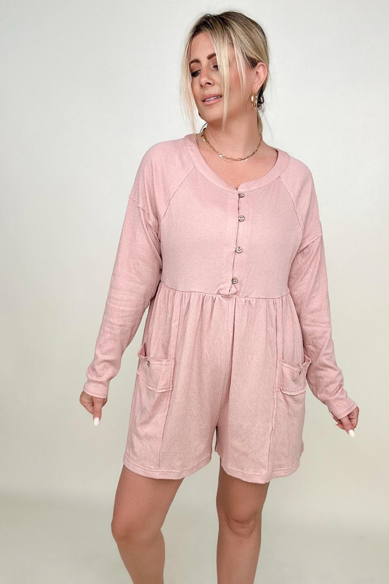 Heyson Comfy Knit Button-Down Long Sleeve Romper-Rompers-Kiwidrop-Pale Pink-S-[option4]-[option5]-[option6]-[option7]-[option8]-Shop-Boutique-Clothing-for-Women-Online