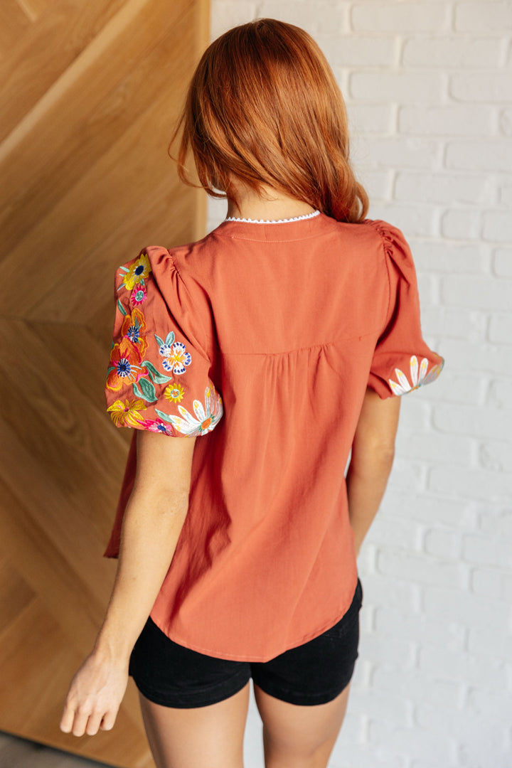 No Concerns Embroidered Sleeve Blouse-Blouses-Ave Shops-[option4]-[option5]-[option6]-[option7]-[option8]-Shop-Boutique-Clothing-for-Women-Online