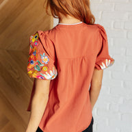 No Concerns Embroidered Sleeve Blouse-Blouses-Ave Shops-[option4]-[option5]-[option6]-[option7]-[option8]-Shop-Boutique-Clothing-for-Women-Online