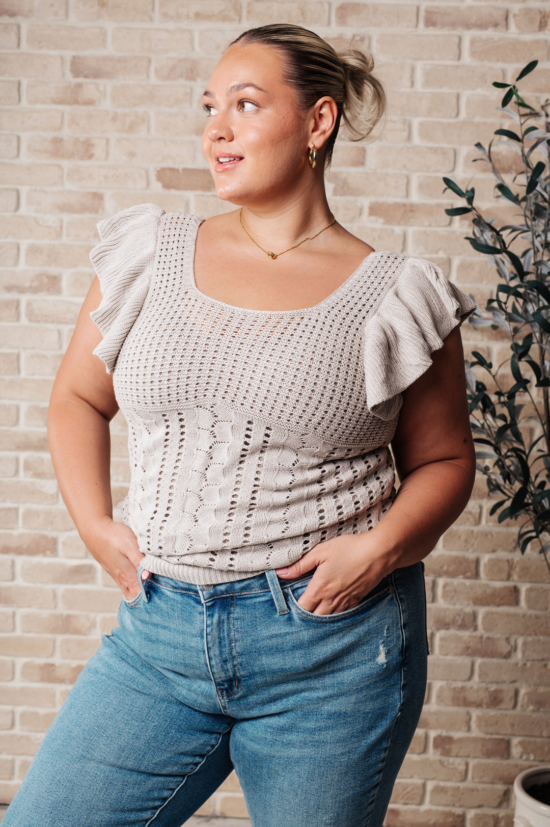 No One Knows Pointelle Knit Top-Tops-Ave Shops-[option4]-[option5]-[option6]-[option7]-[option8]-Shop-Boutique-Clothing-for-Women-Online