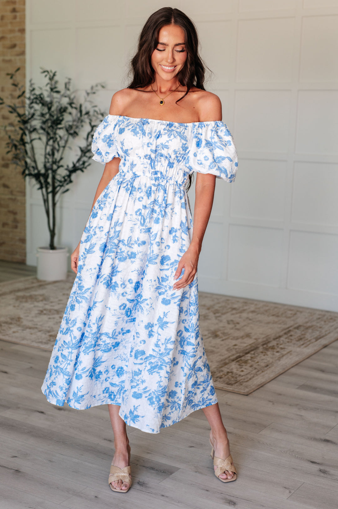 Nurturing Myself Square Neck Floral Dress in Blue-Dresses-Ave Shops-[option4]-[option5]-[option6]-[option7]-[option8]-Shop-Boutique-Clothing-for-Women-Online