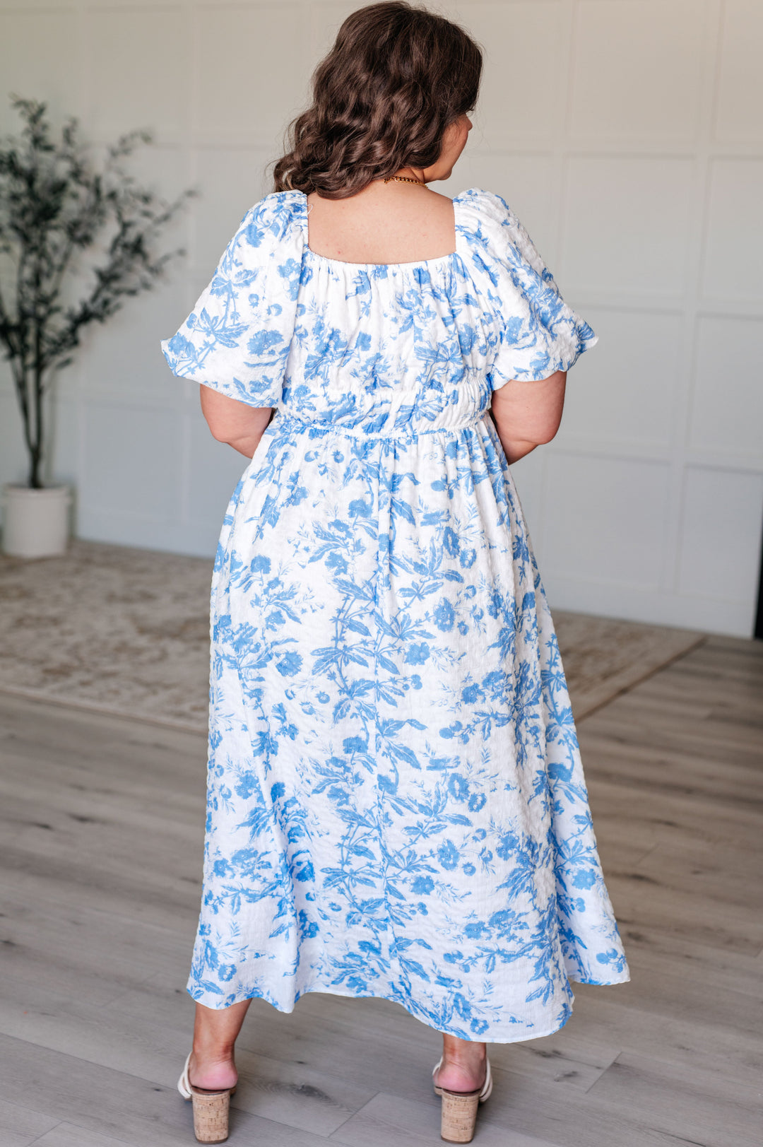 Nurturing Myself Square Neck Floral Dress in Blue-Dresses-Ave Shops-[option4]-[option5]-[option6]-[option7]-[option8]-Shop-Boutique-Clothing-for-Women-Online