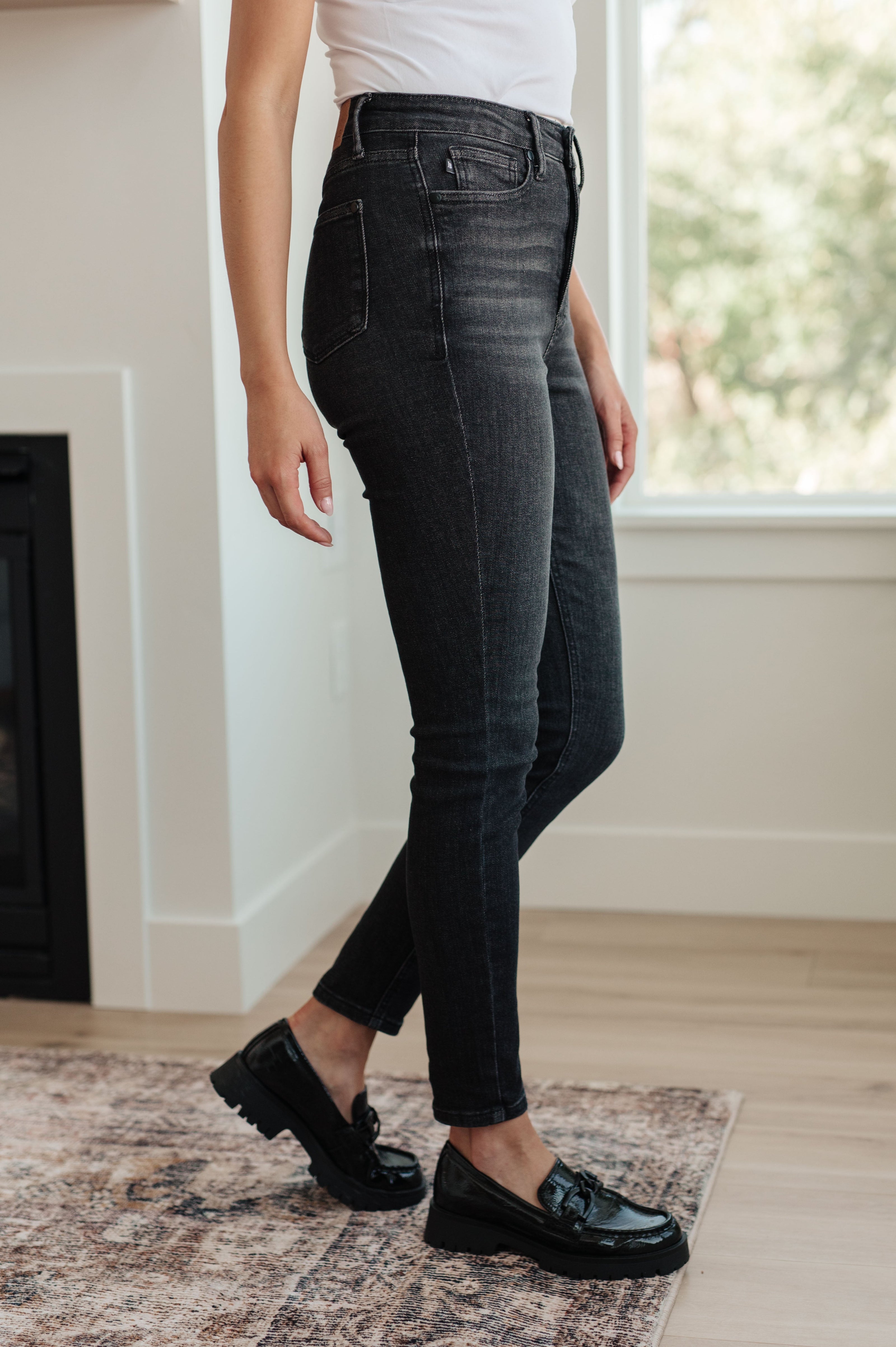 Judy Blue Octavia High Rise Control Top Skinny Jeans in Washed Black-Denim-Ave Shops-[option4]-[option5]-[option6]-[option7]-[option8]-Shop-Boutique-Clothing-for-Women-Online