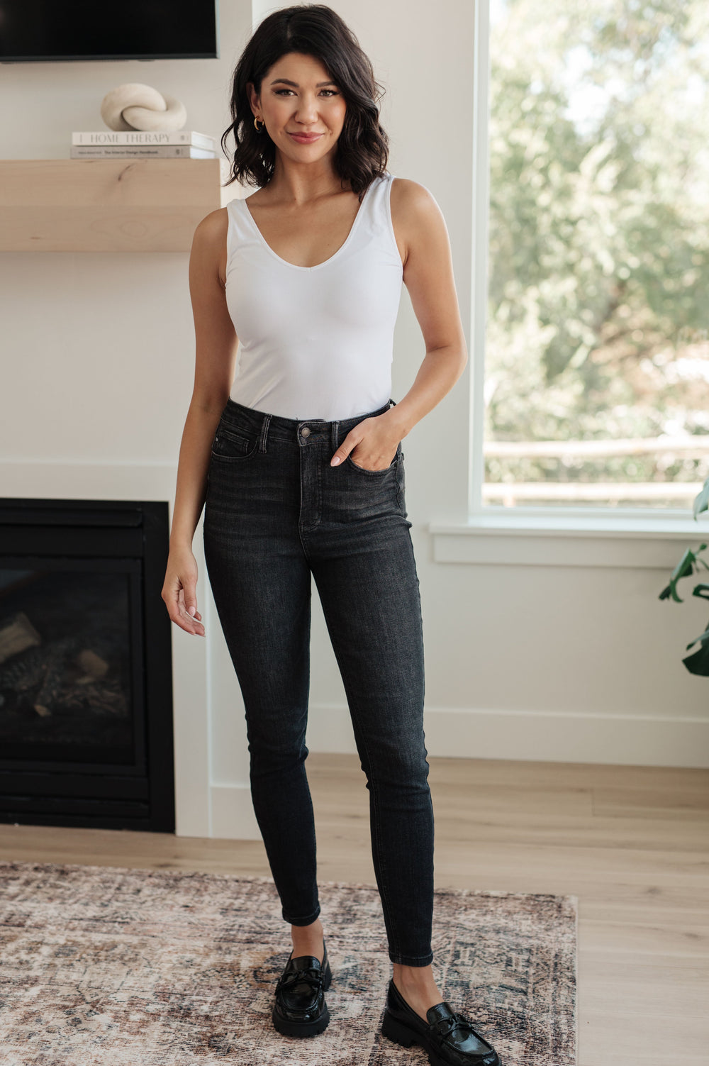 Octavia High Rise Control Top Skinny Jeans in Washed Black-Denim-Ave Shops-[option4]-[option5]-[option6]-[option7]-[option8]-Shop-Boutique-Clothing-for-Women-Online