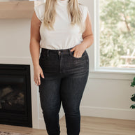 Judy Blue Octavia High Rise Control Top Skinny Jeans in Washed Black-Denim-Ave Shops-[option4]-[option5]-[option6]-[option7]-[option8]-Shop-Boutique-Clothing-for-Women-Online