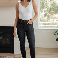 Judy Blue Octavia High Rise Control Top Skinny Jeans in Washed Black-Denim-Ave Shops-[option4]-[option5]-[option6]-[option7]-[option8]-Shop-Boutique-Clothing-for-Women-Online