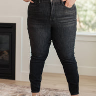 Judy Blue Octavia High Rise Control Top Skinny Jeans in Washed Black-Denim-Ave Shops-[option4]-[option5]-[option6]-[option7]-[option8]-Shop-Boutique-Clothing-for-Women-Online