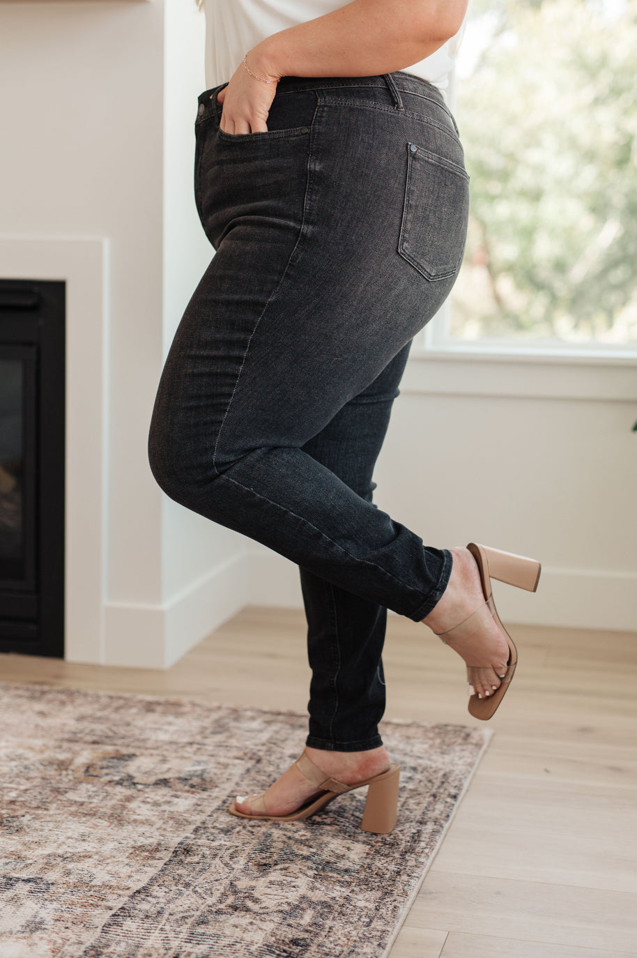 Judy Blue Octavia High Rise Control Top Skinny Jeans in Washed Black-Denim-Ave Shops-[option4]-[option5]-[option6]-[option7]-[option8]-Shop-Boutique-Clothing-for-Women-Online