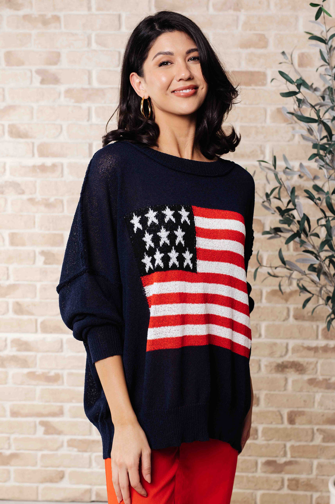 Oh Say Can You See Lightweight Pullover-Tops-Ave Shops-[option4]-[option5]-[option6]-[option7]-[option8]-Shop-Boutique-Clothing-for-Women-Online