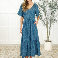 Olive Dress in Blue Vineyard-Womens-Ave Shops-[option4]-[option5]-[option6]-[option7]-[option8]-Shop-Boutique-Clothing-for-Women-Online