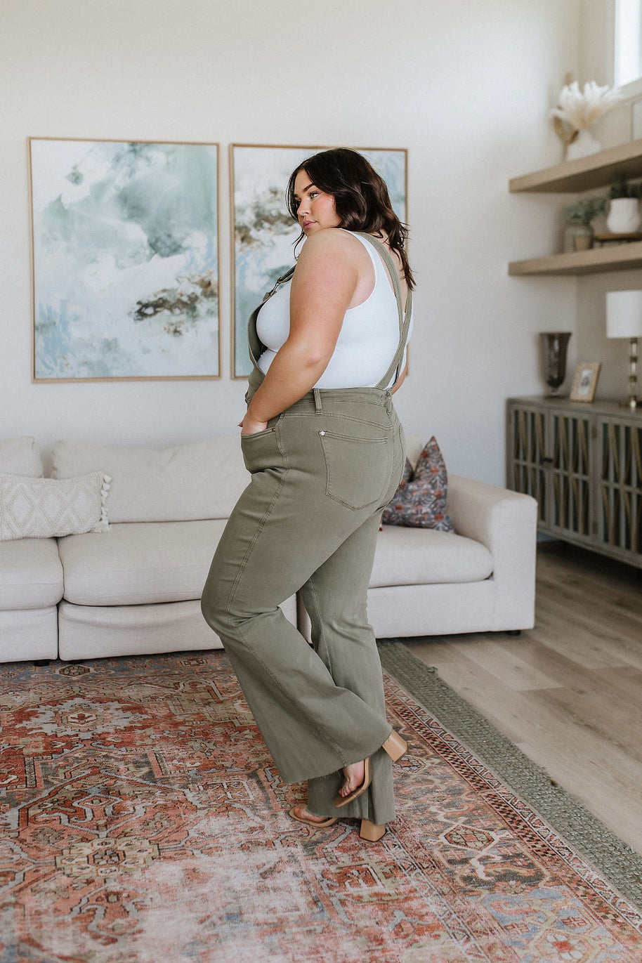 Olivia Control Top Release Hem Overalls in Olive-Denim-Ave Shops-[option4]-[option5]-[option6]-[option7]-[option8]-Shop-Boutique-Clothing-for-Women-Online