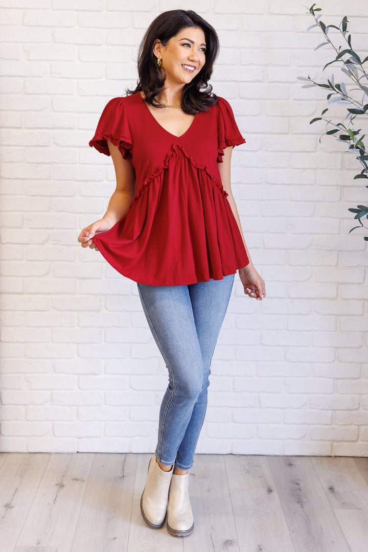 One Day Soon V-Neck Ruffle Detail Top-Tops-Ave Shops-[option4]-[option5]-[option6]-[option7]-[option8]-Shop-Boutique-Clothing-for-Women-Online