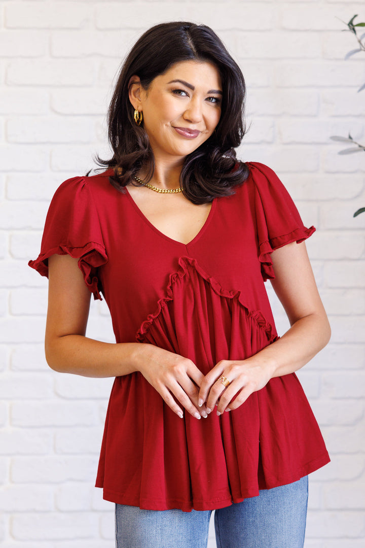 One Day Soon V-Neck Ruffle Detail Top-Tops-Ave Shops-[option4]-[option5]-[option6]-[option7]-[option8]-Shop-Boutique-Clothing-for-Women-Online