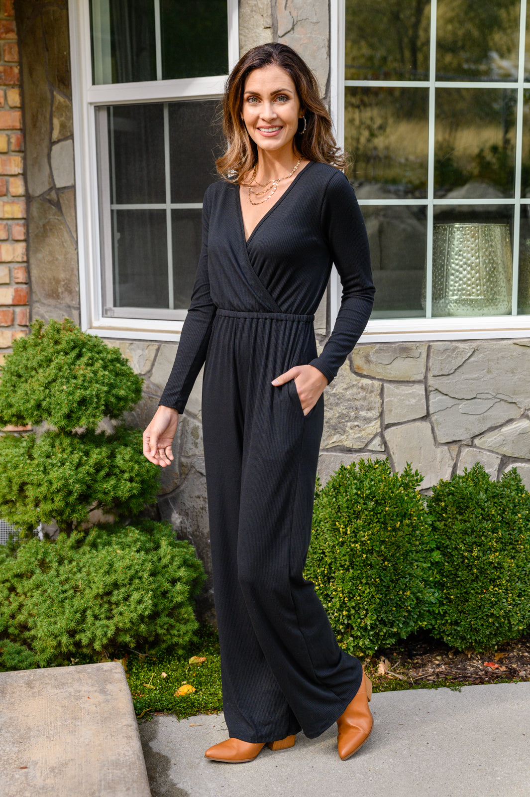 Onward & Upward Faux Wrap Jumpsuit In Black-Womens-Ave Shops-[option4]-[option5]-[option6]-[option7]-[option8]-Shop-Boutique-Clothing-for-Women-Online