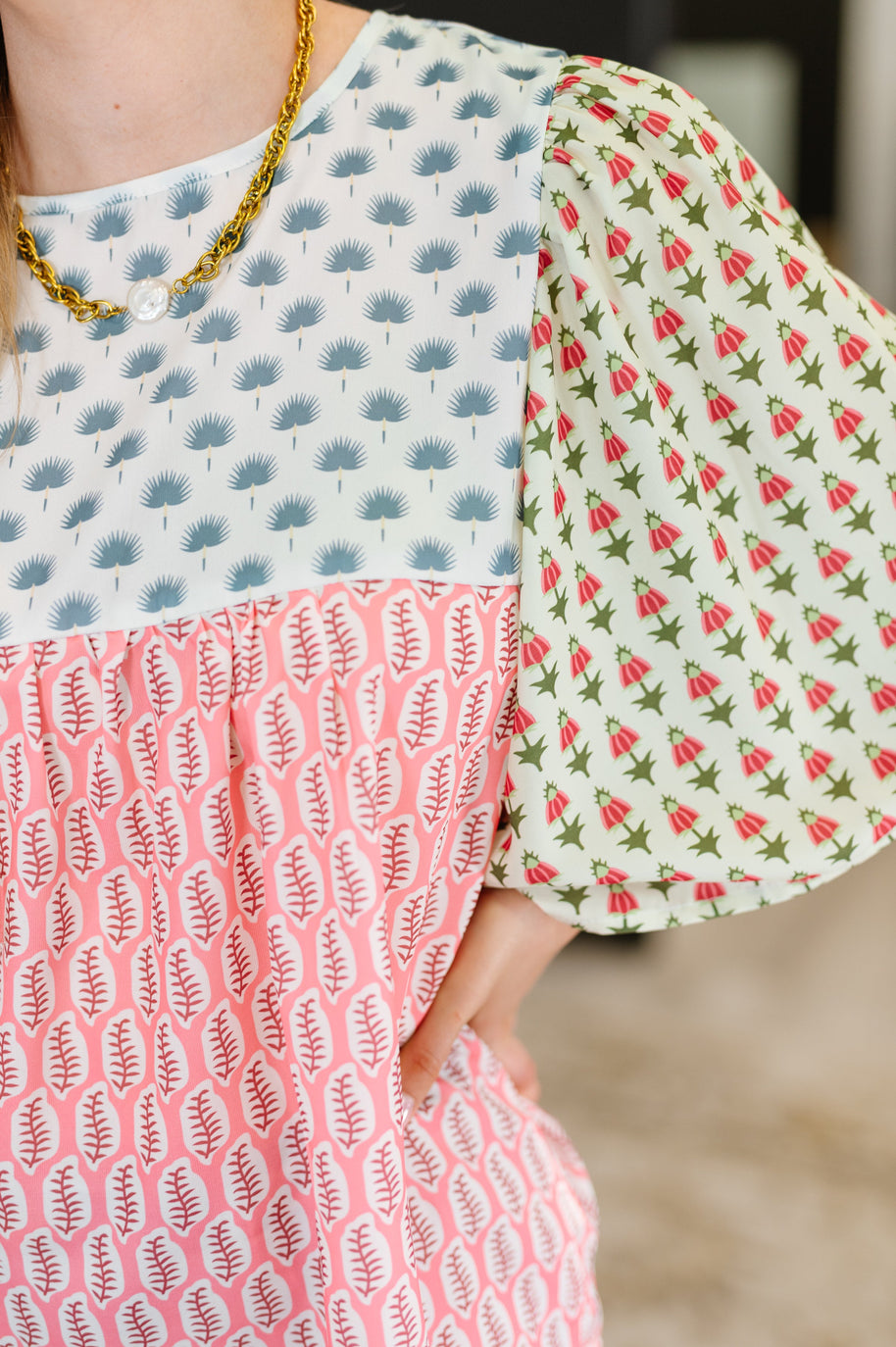 Outside Advantage Mixed Print Boho Blouse-Womens-Ave Shops-[option4]-[option5]-[option6]-[option7]-[option8]-Shop-Boutique-Clothing-for-Women-Online