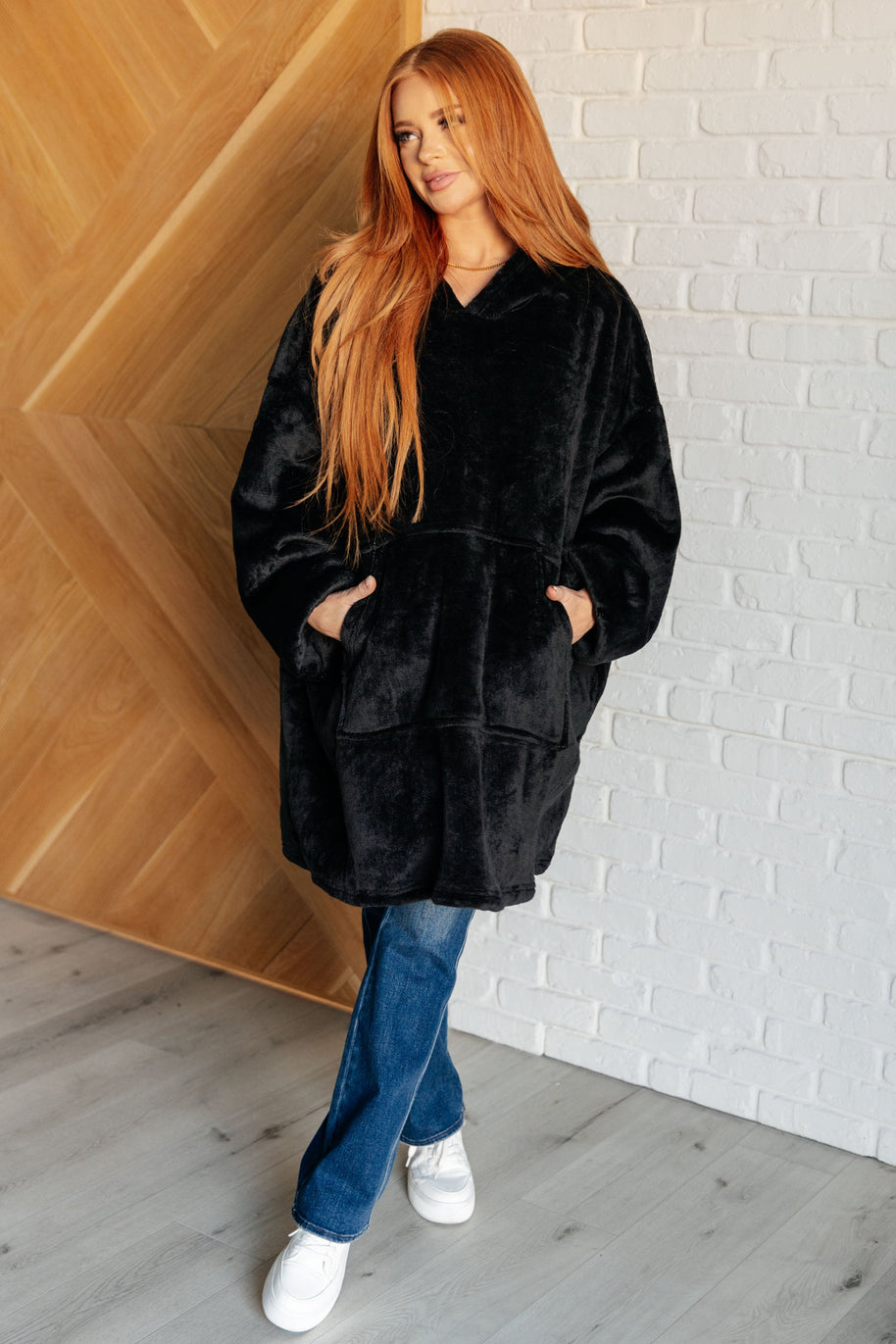 Oversized Velour Blanket Hoodie in Black-Layers-Ave Shops-[option4]-[option5]-[option6]-[option7]-[option8]-Shop-Boutique-Clothing-for-Women-Online
