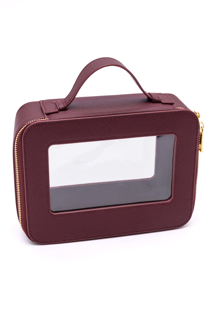 PU Leather Travel Cosmetic Case in Wine-Health & Beauty-Ave Shops-OS-[option4]-[option5]-[option6]-[option7]-[option8]-Shop-Boutique-Clothing-for-Women-Online