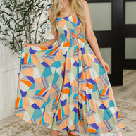 Paint Me Pretty Square Neck Dress in Lime, Blue and Tangerine-Womens-Ave Shops-[option4]-[option5]-[option6]-[option7]-[option8]-Shop-Boutique-Clothing-for-Women-Online