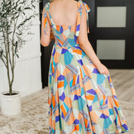 Paint Me Pretty Square Neck Dress in Lime, Blue and Tangerine-Womens-Ave Shops-[option4]-[option5]-[option6]-[option7]-[option8]-Shop-Boutique-Clothing-for-Women-Online