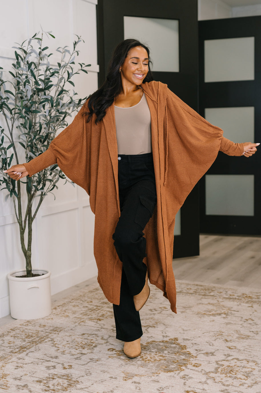 Pamper Travel Hooded Cardigan in Chestnut-Womens-Ave Shops-[option4]-[option5]-[option6]-[option7]-[option8]-Shop-Boutique-Clothing-for-Women-Online